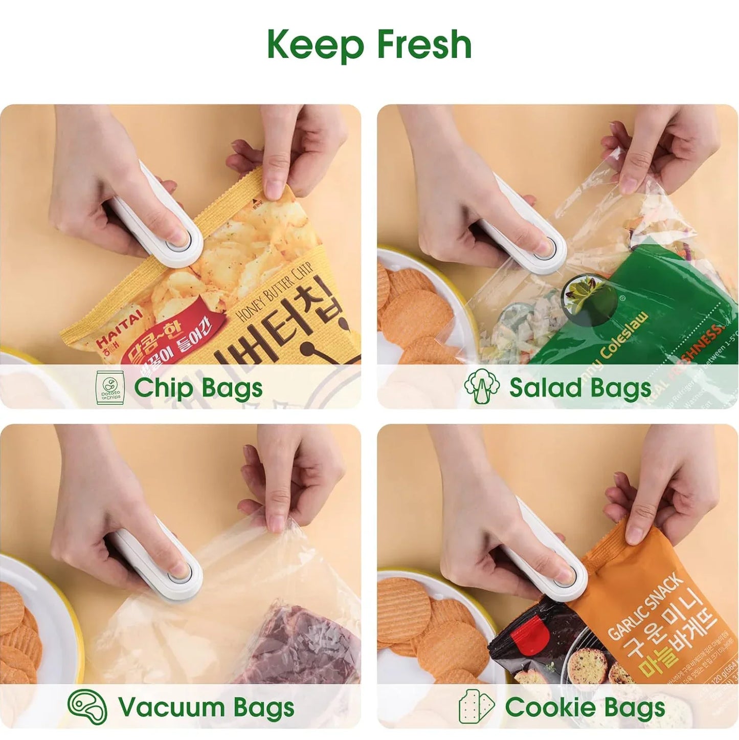 Portable Mini Sealer For Snacks Rechargeable Vacuum Sealer Snacks plastic bag heat sealer